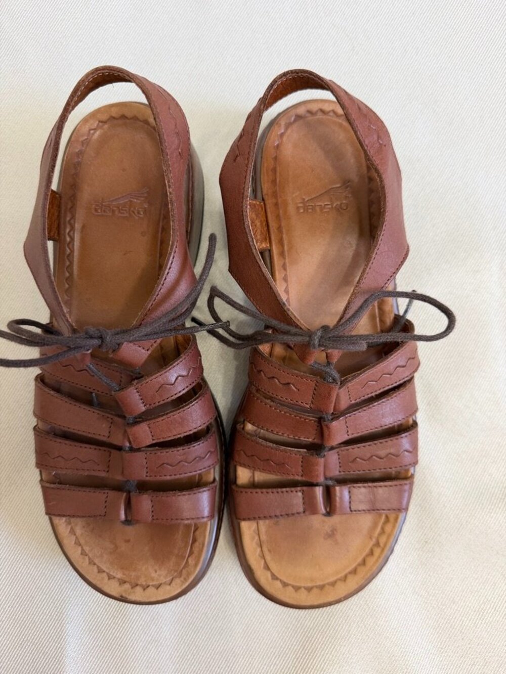 Dansko Elena Brown Leather Lace Up Gladiator Comfort Sandals EU 39 US 8.5-9 - Picture 2 of 7